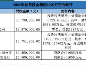 6000多张罚单、近17.8亿元 2024年银行业被罚原因主要有哪些？