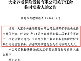 首任总经理贺宁毅辞任，郑常勇任临时负责人，大家养老何时焕新机？