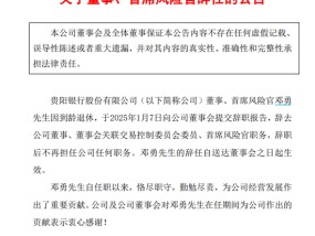 贵阳银行首席风险官离任 10年任期内该行资产质量如何？